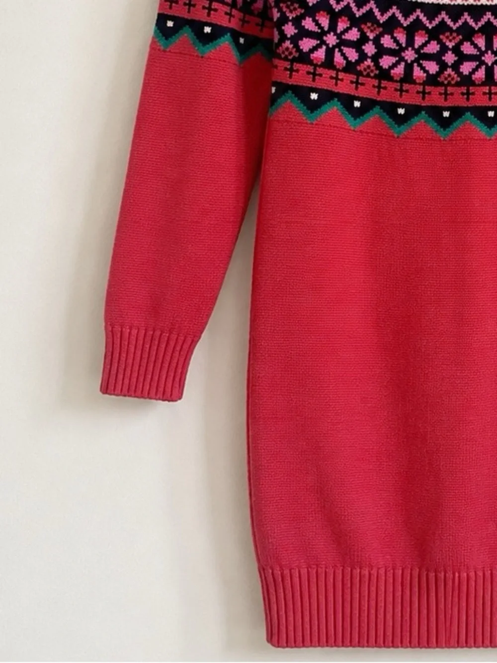 Hanna Andersson Fair Isle Sweater Dress Girls Size 6-7 120 cm 100% Cotton